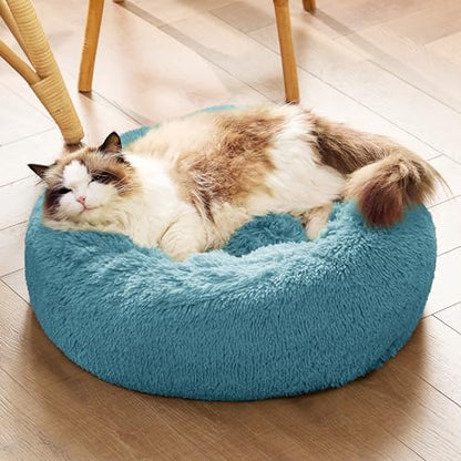 Bedsure Calming Cat Beds Donut Round Washable Kitten Bed,20 inches
