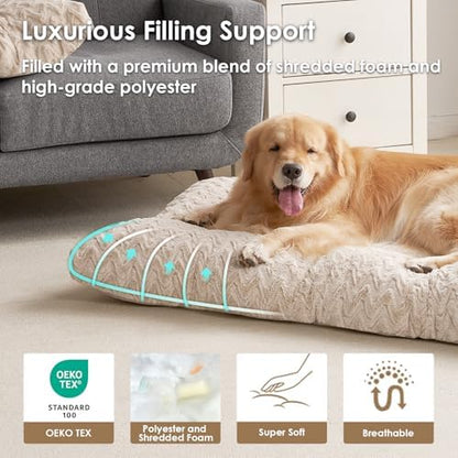 EHEYCIGA Washable XL Dog Beds Large Sized Dog, 44x32 Inch Pet Bed, Beige