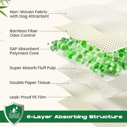 Bamboo Puppy Pads X-Large 28"x34" 60 Count with Adhesive Tabs