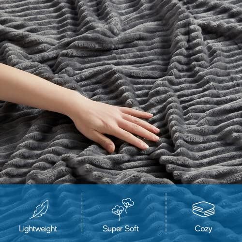 Nestl Grey Throw Blanket for Couch - Cozy Warm Fuzzy Blankets for Women, Plush Small Fleece Throws for Girls - Gray, 50 x 60 Inches