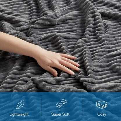 Nestl Grey Throw Blanket for Couch - Cozy Warm Fuzzy Blankets for Women, Set of 2 Small Fleece Throws for Girls - Gray, 50 x 60 Inches