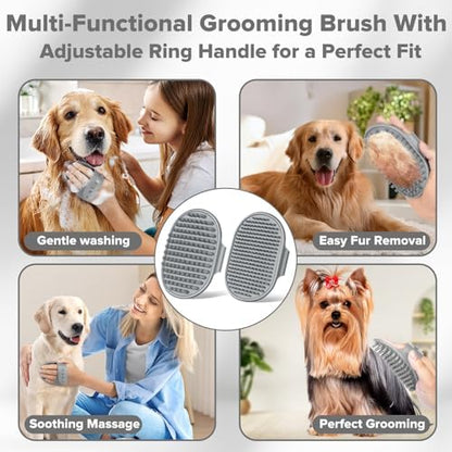 Augwind 6PCS Grooming & Bath Supplies for Dogs, Cats | Dog Washing Gloves | Dog Bath Brush | Dog Shower Brush | Pet Grooming Gloves | Dog Grooming kit | Pet Supplies for Showerhead & Sprayer (Grey)
