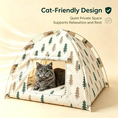 Portable Pet Tent Cave Bed with Removable Washable Mat, Indoor Pet Kennel
