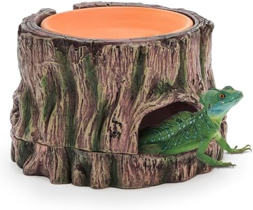Reptile Hide Cave with Detachable Base, Humidity Dish