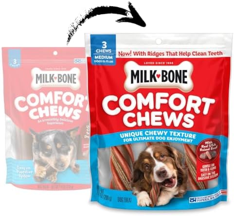 Milk-Bone Comfort Chews, Unique Chewy Texture & Real Beef, 15 Dog Chews