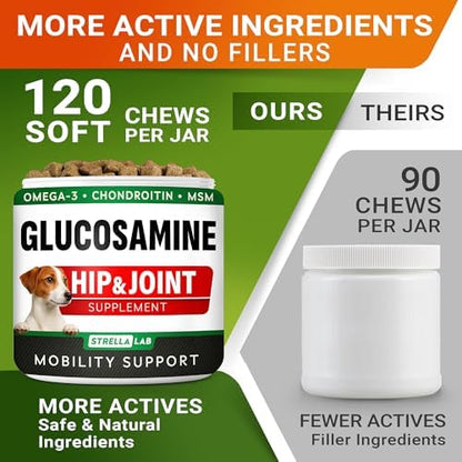STRELLALAB Advanced Glucosamine for Dogs, Chondroitin MSM Joint Supplement