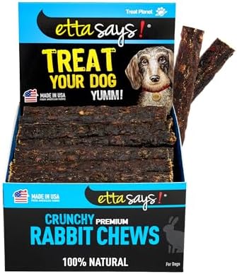 etta says! Premium Crunchy 4.5" Rabbit Dog Chews - Grain-Free Dog Treats, Good for Teeth, Easy to Digest - Made in The USA (36 Count Pack of 1)