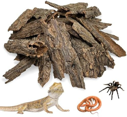 Reptile Cork Bark Bulk 1.5 Lb Cork Wood for Terrarium, Natural Flat Cork Bedding Terrarium Substrate for Bearded Dragon Snake Spiders Hermit Crabs Geckos Tortoise