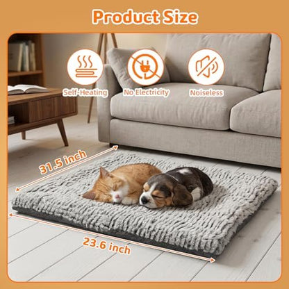 Self Warming Cat Bed, 31.5" x 23.6" Reversible Two-Sided Use Self Heating Cat Pad, Reflects Body Heat, Washable, Thermal Non Electric Heating Mat, for Cats, Small Dogs