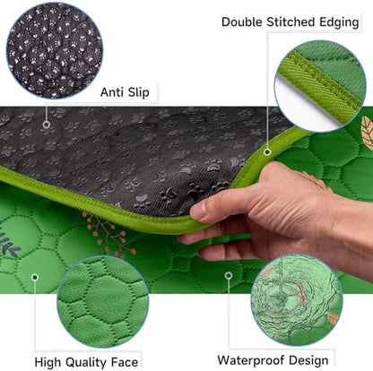 Sunheir Washable Pee Pads for Dogs 2-Pack Reusable Puppy Pads Pet Training Pads, Waterproof Dog Pee Pads for Crate, Whelping Pad, Non-Slip Protects Against Urine Leakage (Leaves - Green, 31x36)