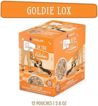 Weruva Dogs in The Kitchen, Goldie Lox with Chicken & Wild-Caught Salmon Wet Dog Food, 2.8oz Pouch (Pack of 12)