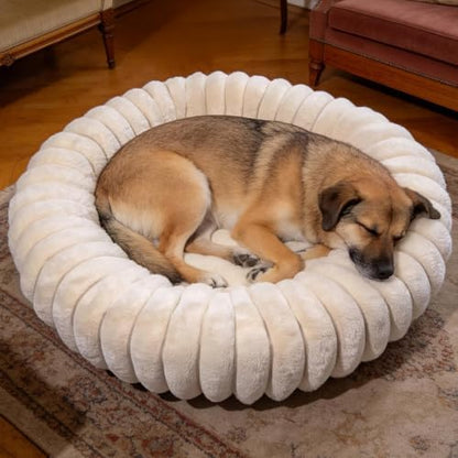 Donut Small Medium Dog Bed Washable Kitty & Puppy Bed,28ins White