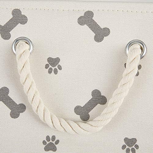 Bone Dry Pet Storage Collection Paw and Bone Print, Large Rectangle, 17.5x12x15", Gray