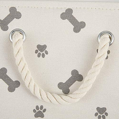 Bone Dry Pet Storage Collection Paw and Bone Print, Large Rectangle, 17.5x12x15", Gray