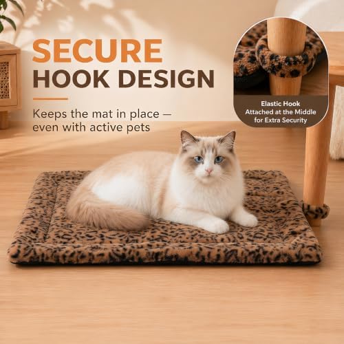 Self Warming Cat Pad for Cats and Small Dogs, Non Electric Thermal Pet Mat, Washable Soft Sleeping Mat with Non Slip Backing, Indoor & Sheltered Outdoor Use, 22 x 18 in, Brown/Black
