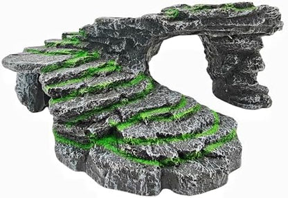 Reptile Hideouts,Resin Reptile Cave Habitat for Leopard Geckos, Lizards, Turtles, Snakes and Amphibians. (Rock Ladder Platform, Large)