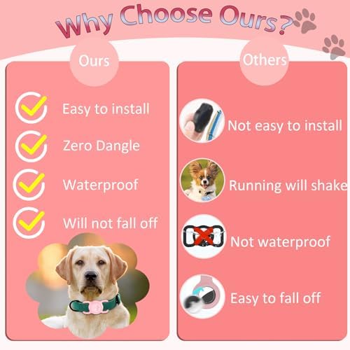 Waterproof Silicone AirTag Holder for Dog Collar, Pink