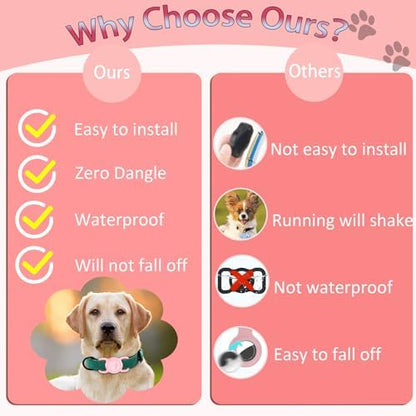 Waterproof Silicone AirTag Holder for Dog Collar, Pink
