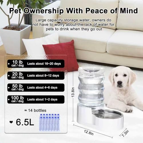 RIZZARI 6.5L Stainless Steel Dog Water Dispenser:Anti Spill for Medium Dogs