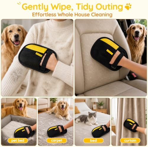 Pet Hair Removal Glove: Static Friction Clumps 95% Fur Fast