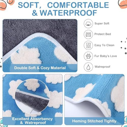 Reginary 4 Pcs Guinea Pig Fleece Cage Liners, White Clouds, 12 x 12 Inch