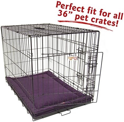 Majestic Pet Dog Crate Mat - Machine Washable Soft Plush Pet Bed Pad for Crates & Kennels | USA Crafted | 36"x23" Villa Aubergine