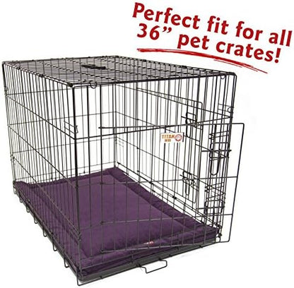 Majestic Pet Dog Crate Mat - Machine Washable Soft Plush Pet Bed Pad for Crates & Kennels | USA Crafted | 36"x23" Villa Aubergine