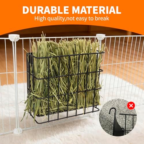 BESNEW Large Rabbit Hay Feeder,Upgraded Metal Guinea Pig Hay Feeder Hay-Leak Proof Bottom,Easy to Install,Bunny Supplies for Rabbit Guinea Pig Chinchilla Small Animals