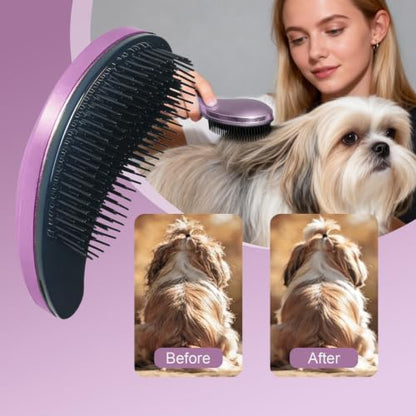 Small Dog Brush, Skin-friendly Soft Bristles (Electroplating Purple)