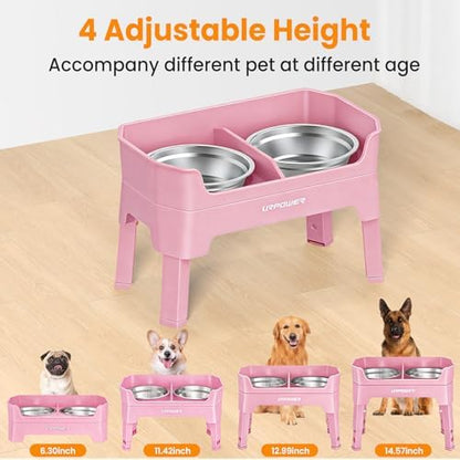URPOWER Elevated Dog Bowls, 3-in-1 Double Deck Raised Dog Bowl Stand