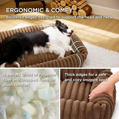 Bedsure ComfyFleece™ Cute Dog Bed Medium Large Size Dog，30in Camel Brown