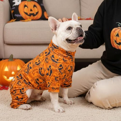 KYEESE Halloween Dog Pajamas for Small Dog Onesie with Jack-o'-Lantern
