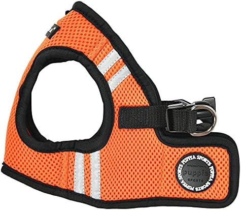 Puppia Soft Vest Dog Harness No Choke Step-in Reflective Triple Layered Breathable Mesh for Small and Medium Dog, Orange, Small