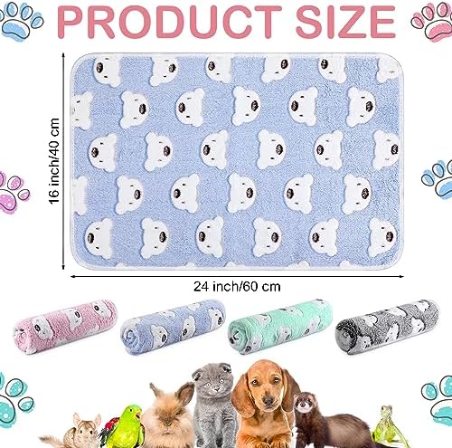 Reginary 4 Pcs Guinea Pig Fleece Cage Liners, Bear Pattern, 24 x 16 Inch