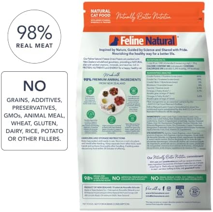 Feline Natural - High Protein Freeze Dried Dry Cat Food with 98% Meat