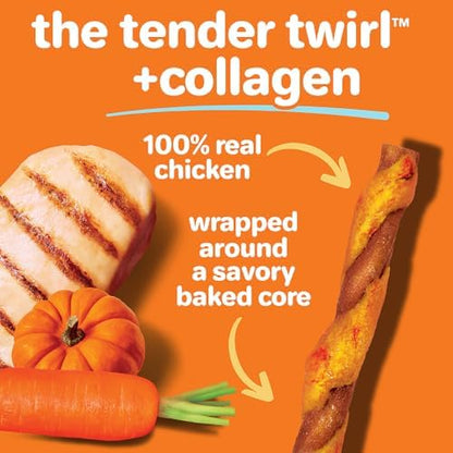 Oinkies Tender Twirls + Collagen Rawhide‑Free Dog Chews, 20 Count