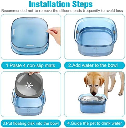 UPSKY 70oz Dog Water Bowl, No Spill Slow Drinking Feeder for Messy Drinke