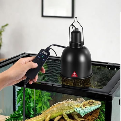 DXOPHIEX 5.5inch Deep Reptile Light Fixture with Thermostat and Timer