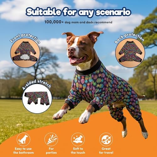 LovinPet Large Dog Clothes, Pinapple Paradise Black Print, M