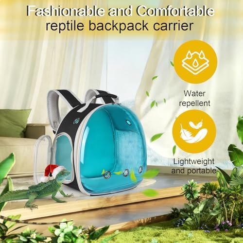 Guinea Pig Carrier, Guinea Pig Backpack with Clear Bubble Window (Black-Blue, Backpack)