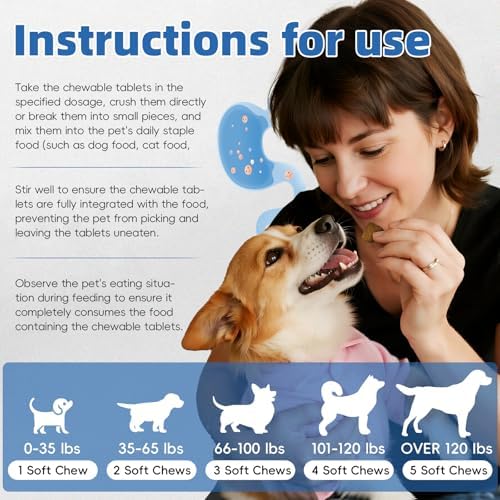 Probiotics Dog Allery Chews for Dogs, Improve Itchy Skin Itchy Ears, Yeast Balance, Gut Health, Probiotics (10 Billion CFU) for Dog Immune Health & Allergy Relief Chews + Vitamins Blend 60 Counts