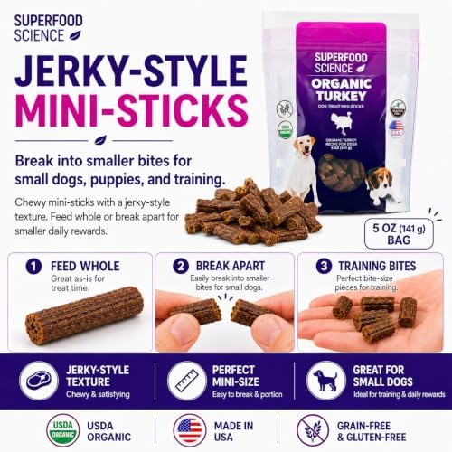 Organic Turkey Dog Treats Soft Chewy Jerky Small & Large Dog Training Bites