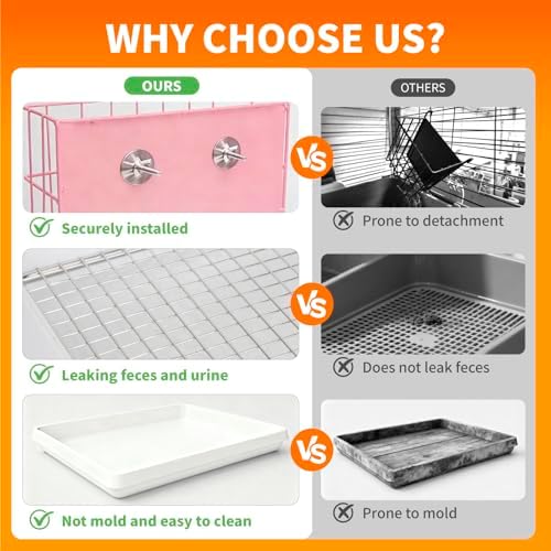 BESNEW 3 in 1 Rabbit Hay Feeder with Litter Box,Upgraded Metal Hay Rack & Litter Tray & Water Bowl,Quick Cleaning,Easy to Install,Bunny Supplies for Rabbit Guinea Pig Chinchilla Small Animals