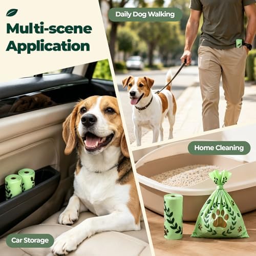 Compostable Dog Poop Bags 270 Count (18 Rolls), 9x13 Inch, BPI Certified, Plant-Based Leak Proof Lavender Scented Eco-Friendly Waste Bags (Green)