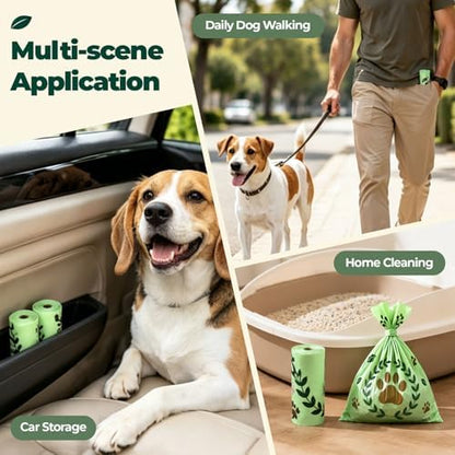 Compostable Dog Poop Bags 270 Count (18 Rolls), 9x13 Inch, BPI Certified, Plant-Based Leak Proof Lavender Scented Eco-Friendly Waste Bags (Green)