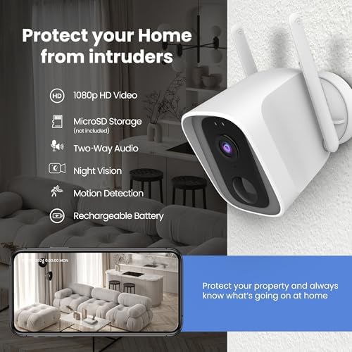 Feit Electric Outdoor Wireless Security Camera, 1080p HD, Motion Detection Alerts, Night Vision up to 30ft, Battery Powered, SD Card Storage, 2.4GHz WiFi, Mount with Magnetic Bracket