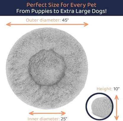 Calming Donut Dog Bed for Small Dogs, Round Dog Bed for Medium & Large Dogs