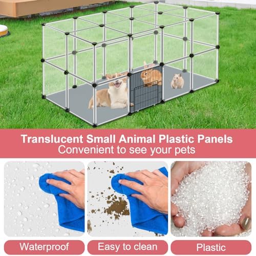 VISCOO 32 Panels Small Animals Playpen,48"x32"x24"Transparent Pet Playpen