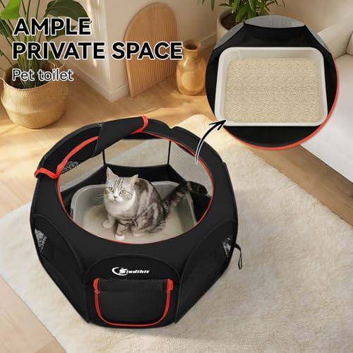 Siedihit Black Dog Cat Playpen, Puppy Pet Playpen Indoor for Small Dog