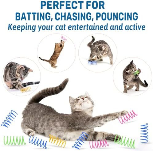 Cat Toy Springs - 80 Pack Colorful Spring Toys for Cats, Bouncy Plastic Cat Spring Toy, Interactive Springs Cat Toys & Cat Toys for Indoor Cats